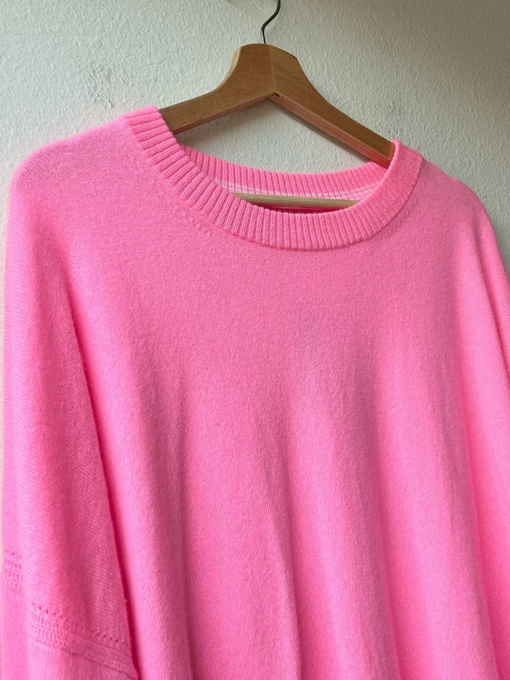 NWT J.Crew Neon Geranium Pink Cashmere blouson-sleeve sweater Sz L